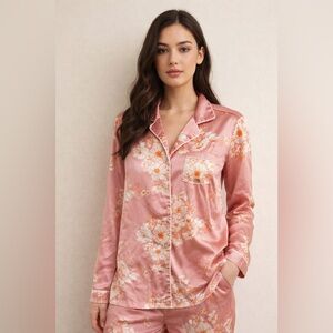 Cynthia Rowley Pink Floral Satin Sleepwear